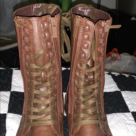 Brown Zip Up Army Boots Size 7 - Picture 4 of 8